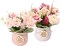 Artificial Flowers with Vase, 2pcs Pink Silk Roses in Pot, Fake Flowers Bouquet Decoration in Ceramics Vase Faux Floral Arrangement for Table Centerpieces Spring Decor Home Office Farmhouse